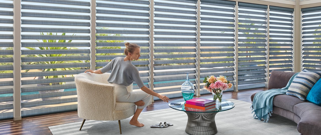 Pirouette® Sheer Shadings; Fabric: ClearView® Satin  Color: Luxe